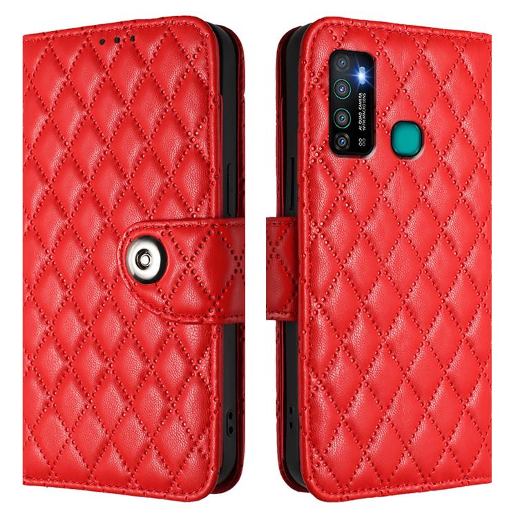 Rhombic Texture Flip Leather Phone Case with Lanyard, For Infinix Hot 9 / Hot 9 Pro