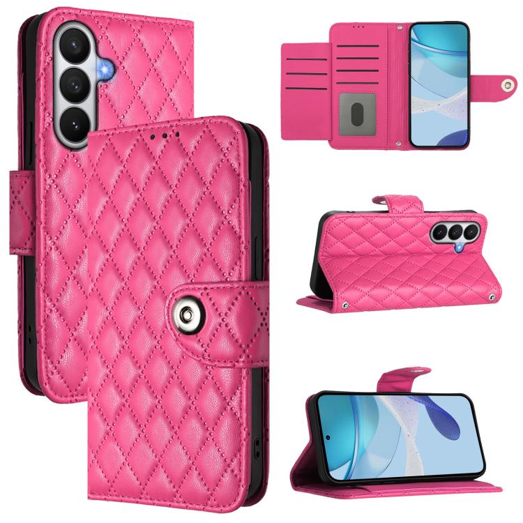Rhombic Texture Flip Leather Phone Case with Lanyard, For Samsung Galaxy S26+ 5G, For Samsung Galaxy S26 Edge 5G, For Samsung Galaxy S26 Ultra 5G, For Samsung Galaxy S26 5G, For Samsung Galaxy S25 Edge 5G, For Samsung Galaxy S24 FE 5G                  ...