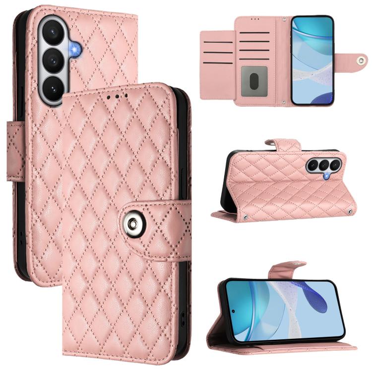 Rhombic Texture Flip Leather Phone Case with Lanyard, For Samsung Galaxy S26+ 5G, For Samsung Galaxy S26 Edge 5G, For Samsung Galaxy S26 Ultra 5G, For Samsung Galaxy S26 5G, For Samsung Galaxy S25 Edge 5G, For Samsung Galaxy S24 FE 5G                  ...