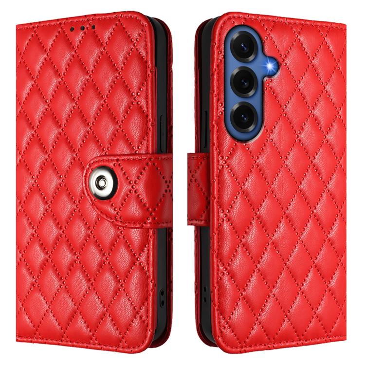 Rhombic Texture Flip Leather Phone Case with Lanyard, For Samsung Galaxy S26+ 5G, For Samsung Galaxy S26 Edge 5G, For Samsung Galaxy S26 Ultra 5G, For Samsung Galaxy S26 5G, For Samsung Galaxy S25 Edge 5G, For Samsung Galaxy S24 FE 5G                  ...