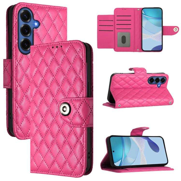 Rhombic Texture Flip Leather Phone Case with Lanyard, For Samsung Galaxy S26+ 5G, For Samsung Galaxy S26 Edge 5G, For Samsung Galaxy S26 Ultra 5G, For Samsung Galaxy S26 5G, For Samsung Galaxy S25 Edge 5G, For Samsung Galaxy S24 FE 5G                  ...