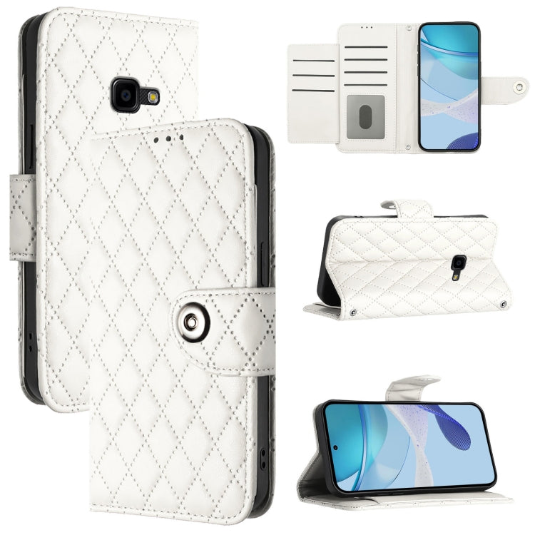 Rhombic Texture Flip Leather Phone Case with Lanyard, For Samsung Galaxy XCover7 Pro, For Samsung Galaxy Xcover7, For Samsung Galaxy Xcover6 Pro, For Samsung Galaxy Xcover 5, For Samsung Galaxy Xcover 4s / Xcover 4