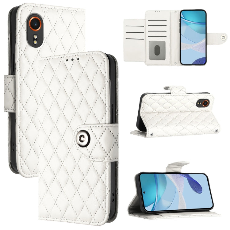 Rhombic Texture Flip Leather Phone Case with Lanyard, For Samsung Galaxy XCover7 Pro, For Samsung Galaxy Xcover7, For Samsung Galaxy Xcover6 Pro, For Samsung Galaxy Xcover 5, For Samsung Galaxy Xcover 4s / Xcover 4