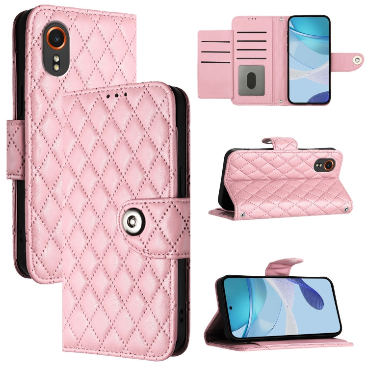 Rhombic Texture Flip Leather Phone Case with Lanyard, For Samsung Galaxy XCover7 Pro, For Samsung Galaxy Xcover7, For Samsung Galaxy Xcover6 Pro, For Samsung Galaxy Xcover 5, For Samsung Galaxy Xcover 4s / Xcover 4