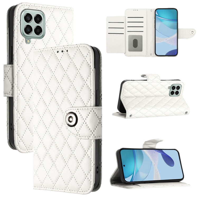 Rhombic Texture Flip Leather Phone Case with Lanyard, For Samsung Galaxy M14 5G Global, For Samsung Galaxy M53 5G, For Samsung Galaxy M33 5G Global, For Samsung Galaxy M52 5G, For Samsung Galaxy M32 4G / M22, For Samsung Galaxy M62 / F62