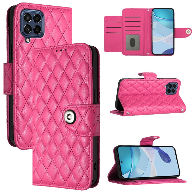 Rhombic Texture Flip Leather Phone Case with Lanyard, For Samsung Galaxy M14 5G Global, For Samsung Galaxy M53 5G, For Samsung Galaxy M33 5G Global, For Samsung Galaxy M52 5G, For Samsung Galaxy M32 4G / M22, For Samsung Galaxy M62 / F62