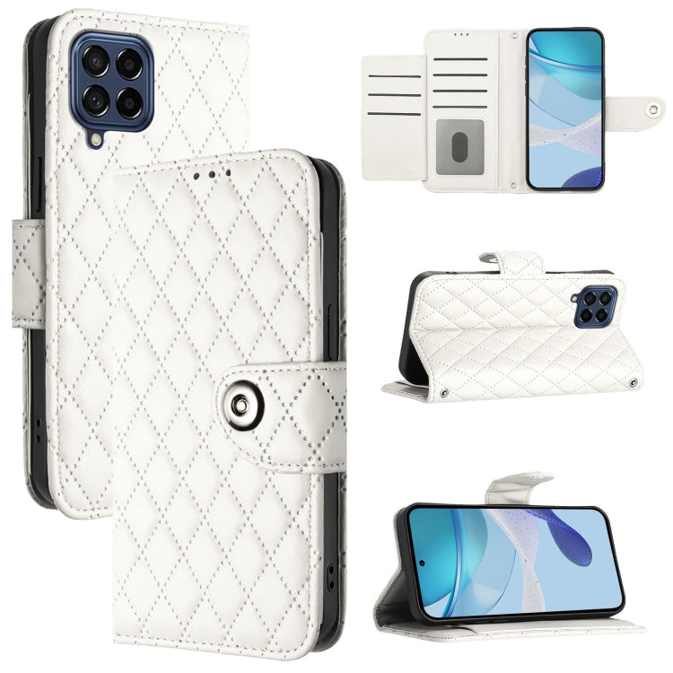 Rhombic Texture Flip Leather Phone Case with Lanyard, For Samsung Galaxy M14 5G Global, For Samsung Galaxy M53 5G, For Samsung Galaxy M33 5G Global, For Samsung Galaxy M52 5G, For Samsung Galaxy M32 4G / M22, For Samsung Galaxy M62 / F62