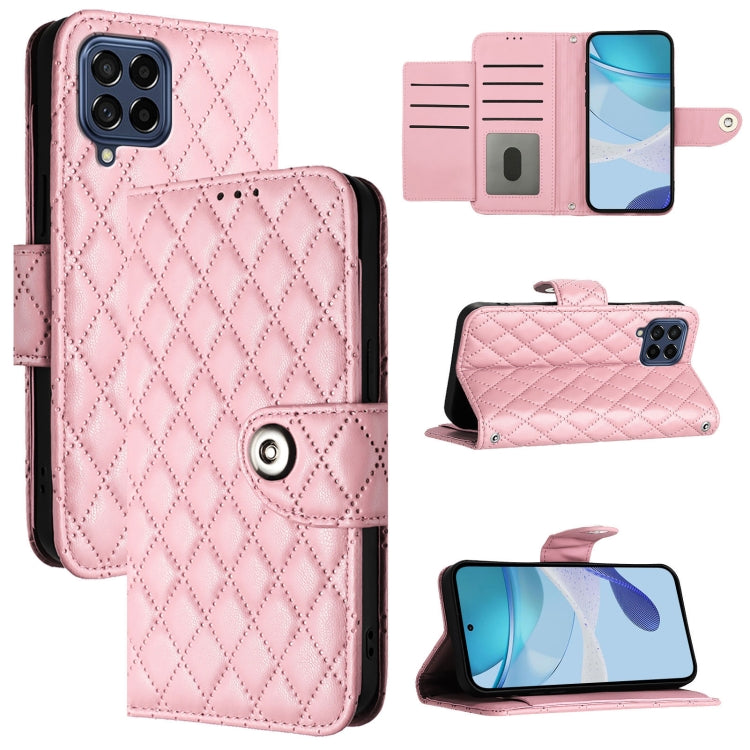 Rhombic Texture Flip Leather Phone Case with Lanyard, For Samsung Galaxy M14 5G Global, For Samsung Galaxy M53 5G, For Samsung Galaxy M33 5G Global, For Samsung Galaxy M52 5G, For Samsung Galaxy M32 4G / M22, For Samsung Galaxy M62 / F62
