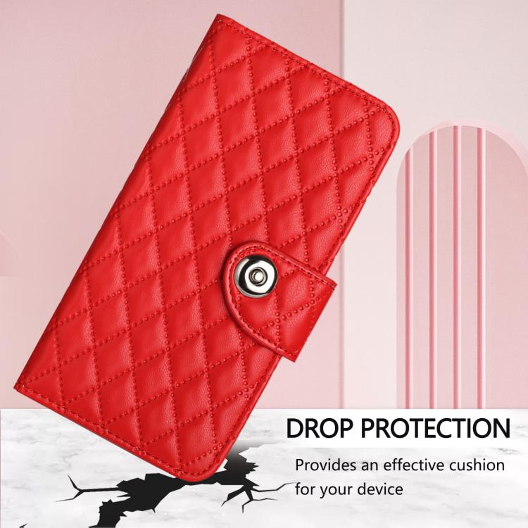 Rhombic Texture Flip Leather Phone Case with Lanyard, For Samsung Galaxy M56 5G, For Samsung Galaxy M16 5G Global, For Samsung Galaxy M06 5G / F06 5G, For Samsung Galaxy M35, For Samsung Galaxy M55 / C55 5G, For Samsung Galaxy M15 / F15 5G Global      ...