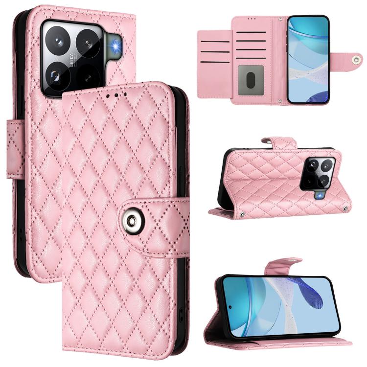 Rhombic Texture Flip Leather Phone Case with Lanyard, For Xiaomi 17 Max 5G, For Xiaomi 17T Pro 5G, For Xiaomi Poco M7 4G 169mm, For Xiaomi 15T Pro 5G, For Xiaomi 15T 5G, For Xiaomi Civi 5 Pro 5G, For Xiaomi 15S Pro 5G, For Xiaomi Poco M7 5G / C75 4G