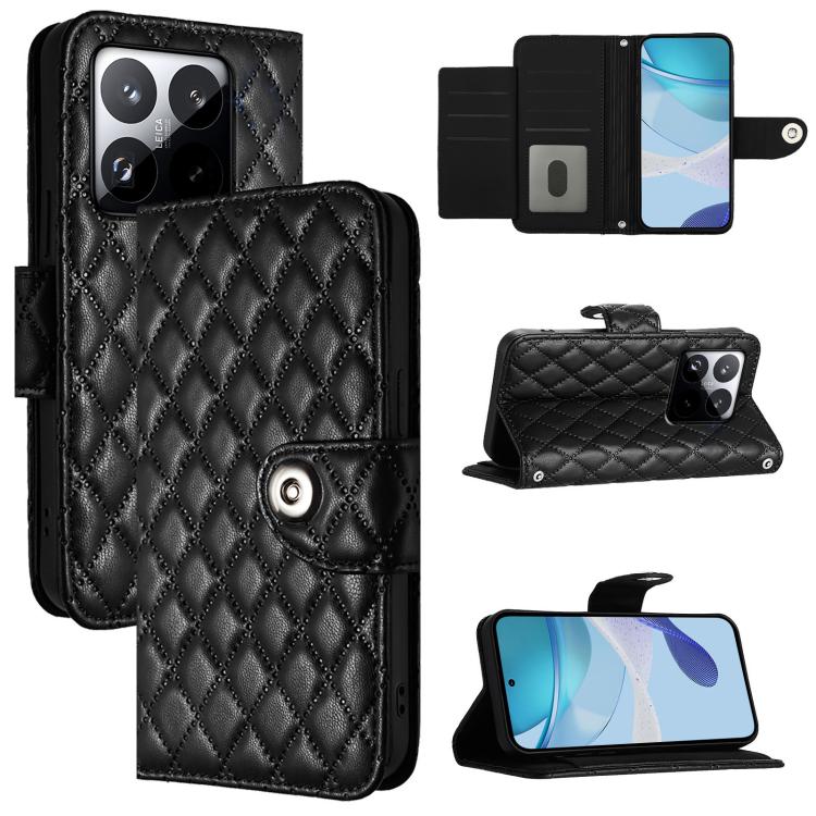 Rhombic Texture Flip Leather Phone Case with Lanyard, For Xiaomi 17 Max 5G, For Xiaomi 17T Pro 5G, For Xiaomi Poco M7 4G 169mm, For Xiaomi 15T Pro 5G, For Xiaomi 15T 5G, For Xiaomi Civi 5 Pro 5G, For Xiaomi 15S Pro 5G, For Xiaomi Poco M7 5G / C75 4G