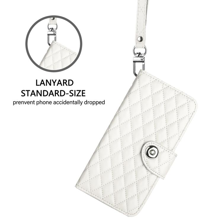 Rhombic Texture Flip Leather Phone Case with Lanyard, For Xiaomi 17 Max 5G, For Xiaomi 17T Pro 5G, For Xiaomi Poco M7 4G 169mm, For Xiaomi 15T Pro 5G, For Xiaomi 15T 5G, For Xiaomi Civi 5 Pro 5G, For Xiaomi 15S Pro 5G, For Xiaomi Poco M7 5G / C75 4G