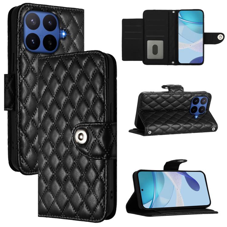 Rhombic Texture Flip Leather Phone Case with Lanyard, For Xiaomi 17 Max 5G, For Xiaomi 17T Pro 5G, For Xiaomi Poco M7 4G 169mm, For Xiaomi 15T Pro 5G, For Xiaomi 15T 5G, For Xiaomi Civi 5 Pro 5G, For Xiaomi 15S Pro 5G, For Xiaomi Poco M7 5G / C75 4G