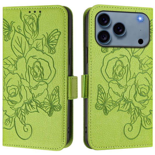 Embossed Rose RFID Anti-theft Leather Phone Case, For iPhone 17 Pro Max, For iPhone 17 Pro, For iPhone 17, For iPhone Air, For iPhone SE 2024, For iPhone 16 Pro Max, For iPhone 16 Pro, For iPhone 16 Plus