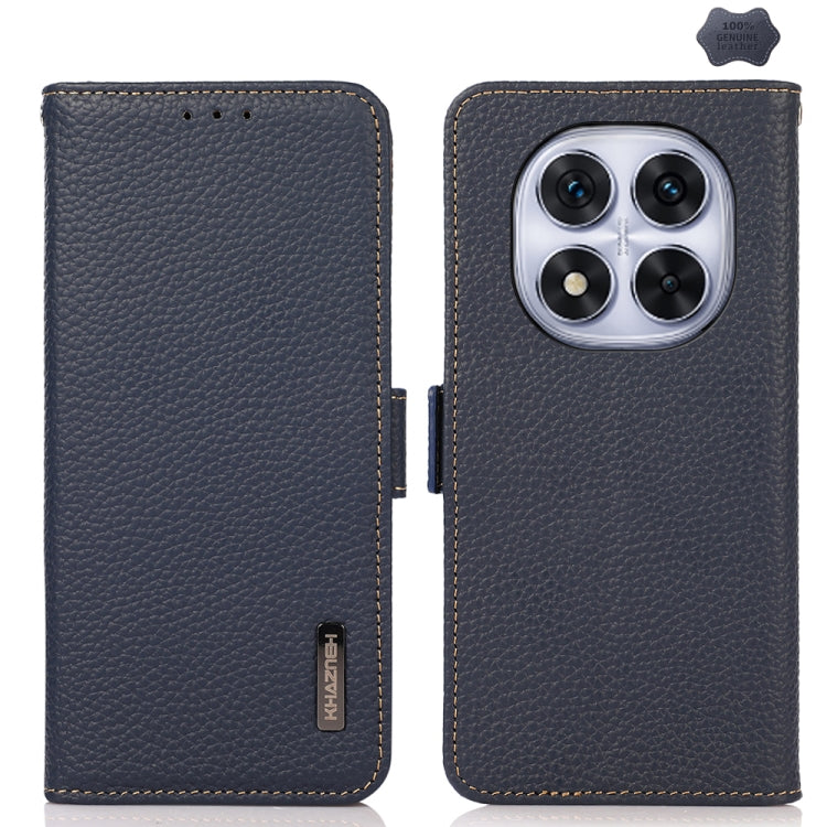 KHAZNEH Side-Magnetic Litchi Genuine Leather RFID Phone Case, For Redmi Turbo 4 Pro, For Redmi Turbo 4 / Poco X7 Pro, For Redmi Note 14 5G, For Redmi Note 14 Pro 5G, For Redmi 14C 4G, For Redmi 13 4G