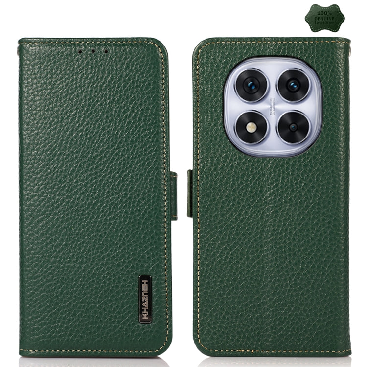 KHAZNEH Side-Magnetic Litchi Genuine Leather RFID Phone Case, For Redmi Turbo 4 Pro, For Redmi Turbo 4 / Poco X7 Pro, For Redmi Note 14 5G, For Redmi Note 14 Pro 5G, For Redmi 14C 4G, For Redmi 13 4G