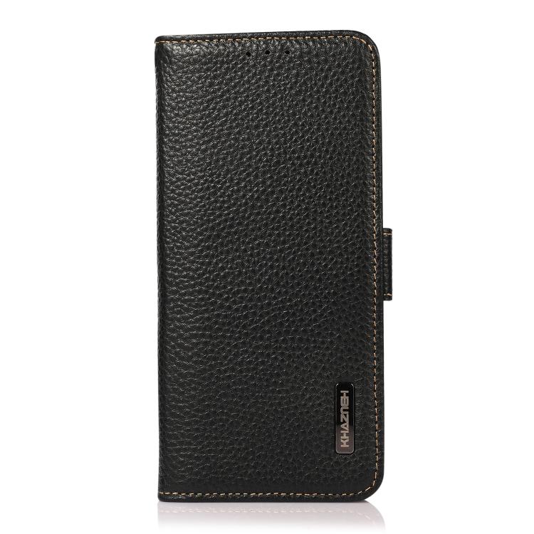 KHAZNEH Side-Magnetic Litchi Genuine Leather RFID Phone Case, For Redmi Turbo 4 Pro, For Redmi Turbo 4 / Poco X7 Pro, For Redmi Note 14 5G, For Redmi Note 14 Pro 5G, For Redmi 14C 4G, For Redmi 13 4G