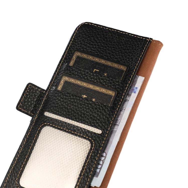 KHAZNEH Side-Magnetic Litchi Genuine Leather RFID Phone Case, For Redmi Turbo 4 Pro, For Redmi Turbo 4 / Poco X7 Pro, For Redmi Note 14 5G, For Redmi Note 14 Pro 5G, For Redmi 14C 4G, For Redmi 13 4G
