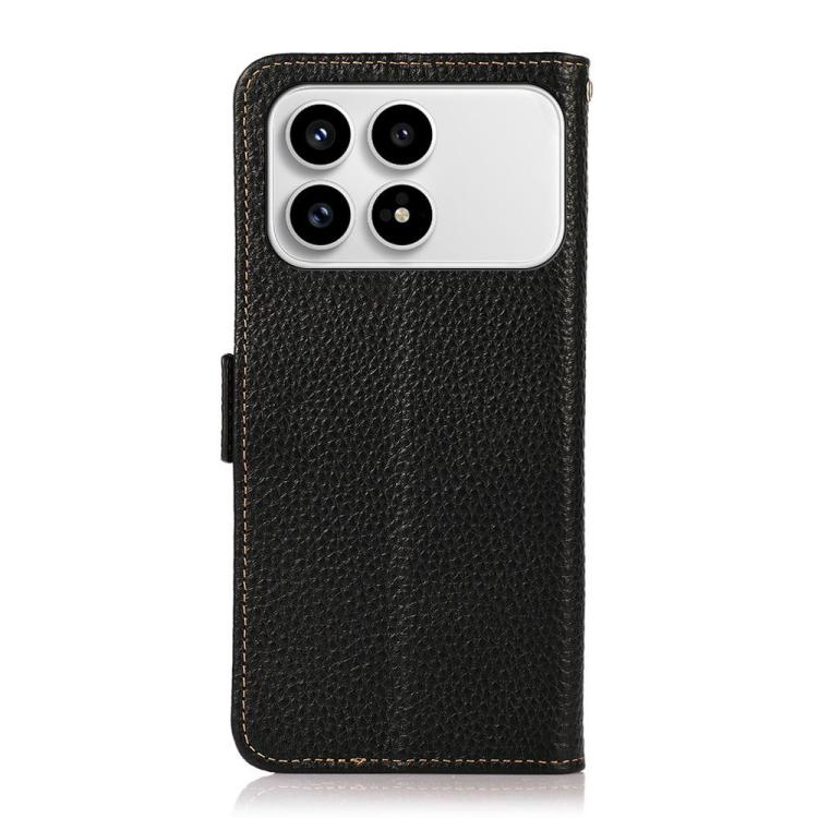 KHAZNEH Side-Magnetic Litchi Genuine Leather RFID Phone Case, For Redmi K90/Poco F8 Pro, For Redmi Note 15 Pro 5G Global 163.6mm, For Redmi 13x, For Redmi Note 14S 4G, For Redmi Turbo 4 Pro, For Redmi Turbo 4 / Poco X7 Pro, For Redmi Note 14 5G        ...