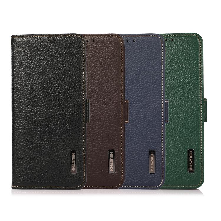 KHAZNEH Side-Magnetic Litchi Genuine Leather RFID Phone Case, For Redmi Note 17 4G Global 171mm, For Redmi A7 Pro 171mm / Poco C85x 5G, For Redmi Turbo 5 Max 5G / Poco X8 Pro Max 5G, For Redmi Turbo 5 5G / Poco X8 Pro 5G                                ...