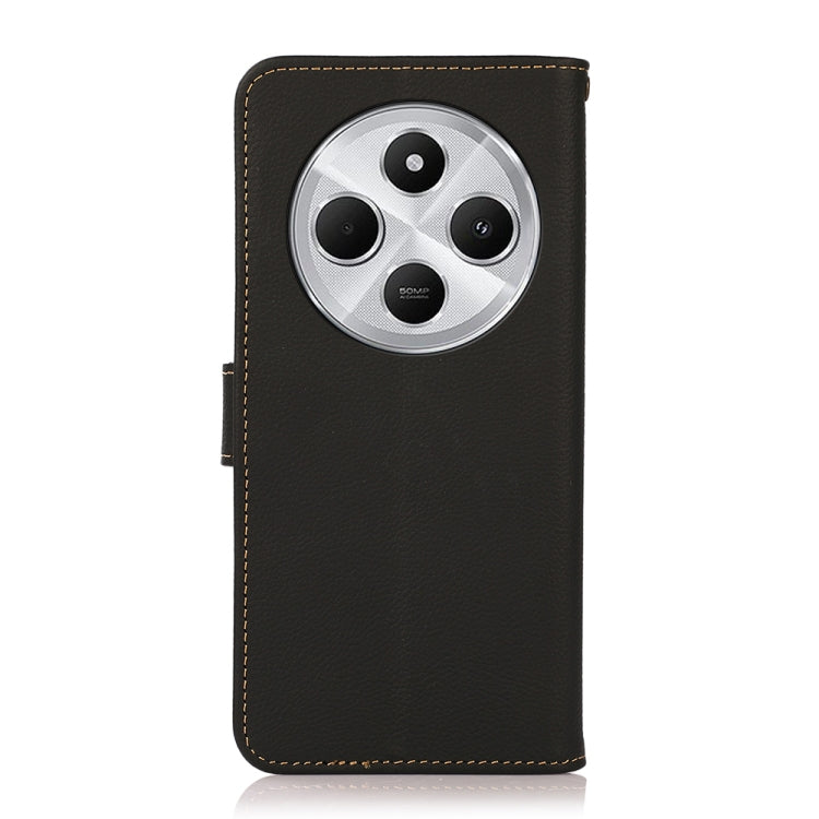 KHAZNEH Custer Texture RFID Genuine Leather Phone Case, For Redmi 14C 4G, For Redmi 13 4G