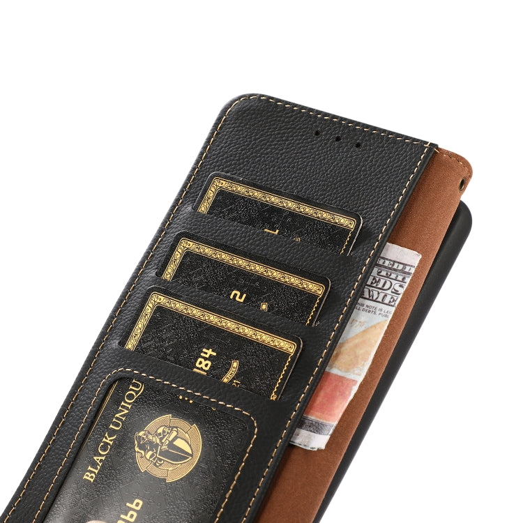 KHAZNEH Custer Texture RFID Genuine Leather Phone Case, For Redmi 14C 4G, For Redmi 13 4G