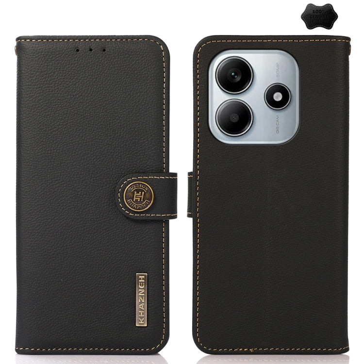 KHAZNEH Custer Texture RFID Genuine Leather Phone Case, For Redmi A7 Pro 171mm / Poco C85x 5G, For Redmi Turbo 5 Max / Poco X8 Pro Max, For Redmi Turbo 5 5G / Poco X8 Pro 5G, For Redmi Note 15 Pro+ 5G Global 163.3mm, For Redmi Note 15 5G Global 164mm  ...
