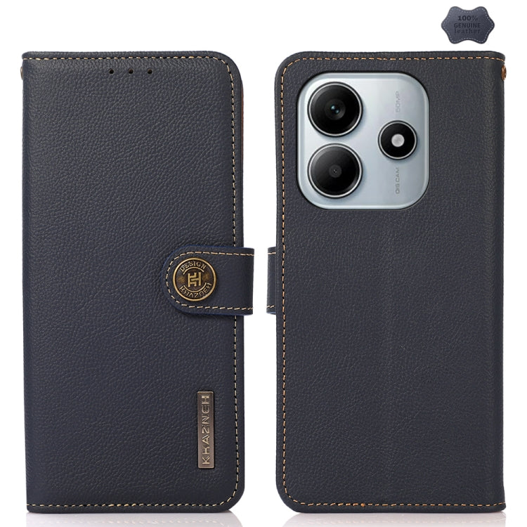 KHAZNEH Custer Texture RFID Genuine Leather Phone Case, For Redmi A7 Pro 171mm / Poco C85x 5G, For Redmi Turbo 5 Max / Poco X8 Pro Max, For Redmi Turbo 5 5G / Poco X8 Pro 5G, For Redmi Note 15 Pro+ 5G Global 163.3mm, For Redmi Note 15 5G Global 164mm  ...