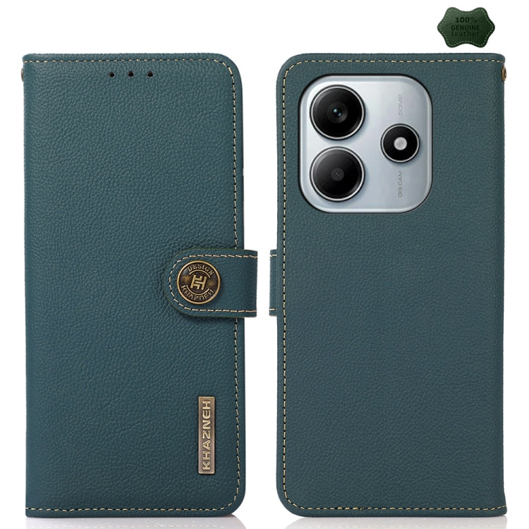 KHAZNEH Custer Texture RFID Genuine Leather Phone Case, For Redmi A7 Pro 171mm / Poco C85x 5G, For Redmi Turbo 5 Max / Poco X8 Pro Max, For Redmi Turbo 5 5G / Poco X8 Pro 5G, For Redmi Note 15 Pro+ 5G Global 163.3mm, For Redmi Note 15 5G Global 164mm  ...