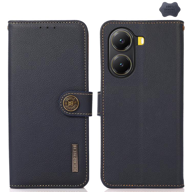 KHAZNEH Custer Texture RFID Genuine Leather Phone Case, For Redmi A7 Pro 171mm / Poco C85x 5G, For Redmi Turbo 5 Max / Poco X8 Pro Max, For Redmi Turbo 5 5G / Poco X8 Pro 5G, For Redmi Note 15 Pro+ 5G Global 163.3mm, For Redmi Note 15 5G Global 164mm  ...