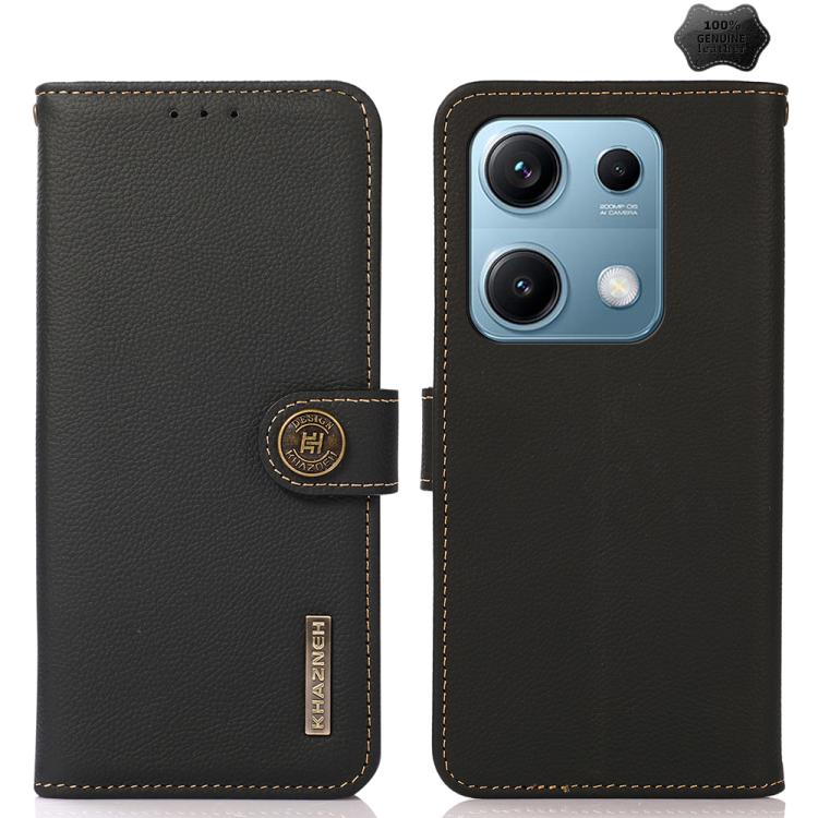 KHAZNEH Custer Texture RFID Genuine Leather Phone Case, For Redmi A7 Pro 171mm / Poco C85x 5G, For Redmi Turbo 5 Max / Poco X8 Pro Max, For Redmi Turbo 5 5G / Poco X8 Pro 5G, For Redmi Note 15 Pro+ 5G Global 163.3mm, For Redmi Note 15 5G Global 164mm  ...