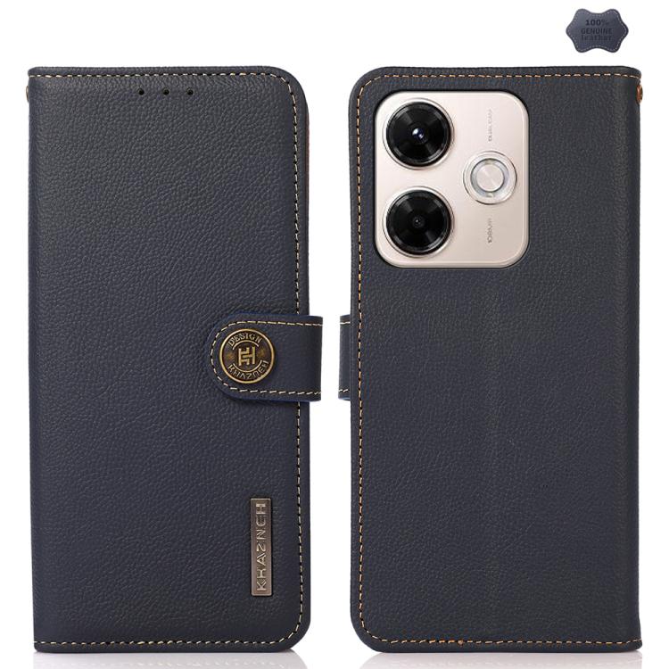 KHAZNEH Custer Texture RFID Genuine Leather Phone Case, For Redmi A7 Pro 171mm / Poco C85x 5G, For Redmi Turbo 5 Max / Poco X8 Pro Max, For Redmi Turbo 5 5G / Poco X8 Pro 5G, For Redmi Note 15 Pro+ 5G Global 163.3mm, For Redmi Note 15 5G Global 164mm  ...
