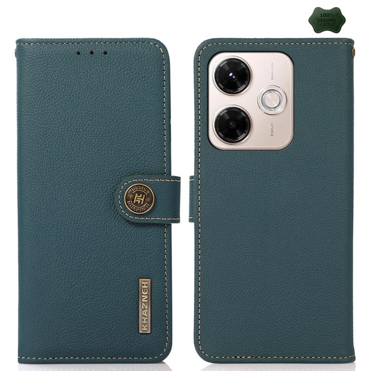 KHAZNEH Custer Texture RFID Genuine Leather Phone Case, For Redmi A7 Pro 171mm / Poco C85x 5G, For Redmi Turbo 5 Max / Poco X8 Pro Max, For Redmi Turbo 5 5G / Poco X8 Pro 5G, For Redmi Note 15 Pro+ 5G Global 163.3mm, For Redmi Note 15 5G Global 164mm  ...