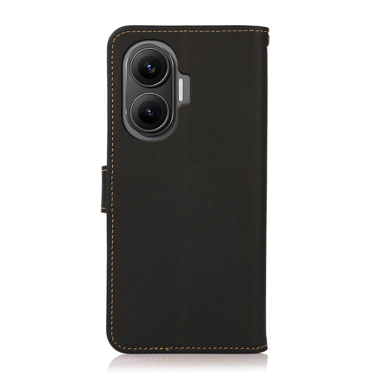 KHAZNEH Custer Texture RFID Genuine Leather Phone Case, For Redmi Turbo 4 Pro, For Redmi Turbo 4, For Redmi Note 14 5G, For Redmi Note 14 Pro 5G, For Redmi 14C 4G, For Redmi 13 4G