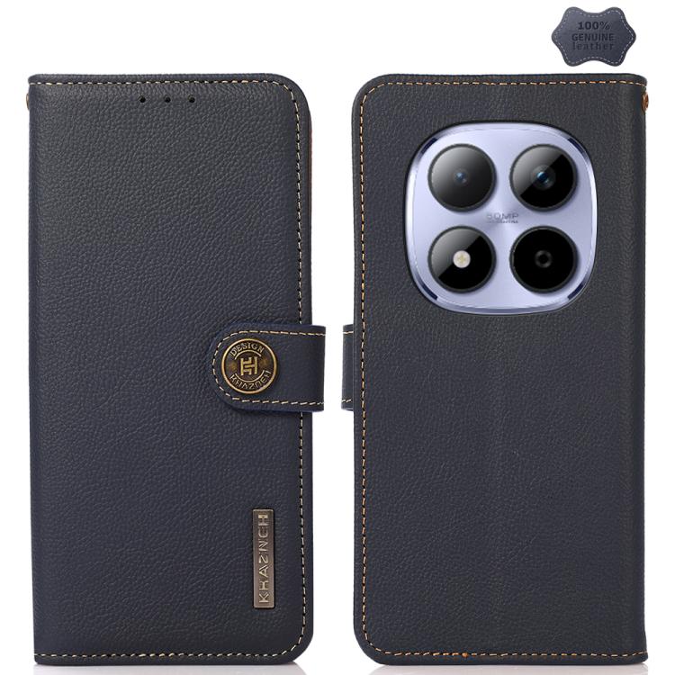 KHAZNEH Custer Texture RFID Genuine Leather Phone Case, For Redmi Note 17 4G Global 171mm, For Redmi A7 Pro 171mm / Poco C85x 5G, For Redmi Turbo 5 Max / Poco X8 Pro Max, For Redmi Turbo 5 5G / Poco X8 Pro 5G, For Redmi Note 15 Pro+ 5G Global 163.3mm  ...