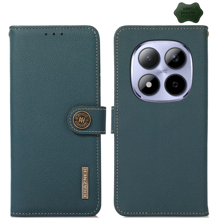 KHAZNEH Custer Texture RFID Genuine Leather Phone Case, For Redmi Note 17 4G Global 171mm, For Redmi A7 Pro 171mm / Poco C85x 5G, For Redmi Turbo 5 Max / Poco X8 Pro Max, For Redmi Turbo 5 5G / Poco X8 Pro 5G, For Redmi Note 15 Pro+ 5G Global 163.3mm  ...