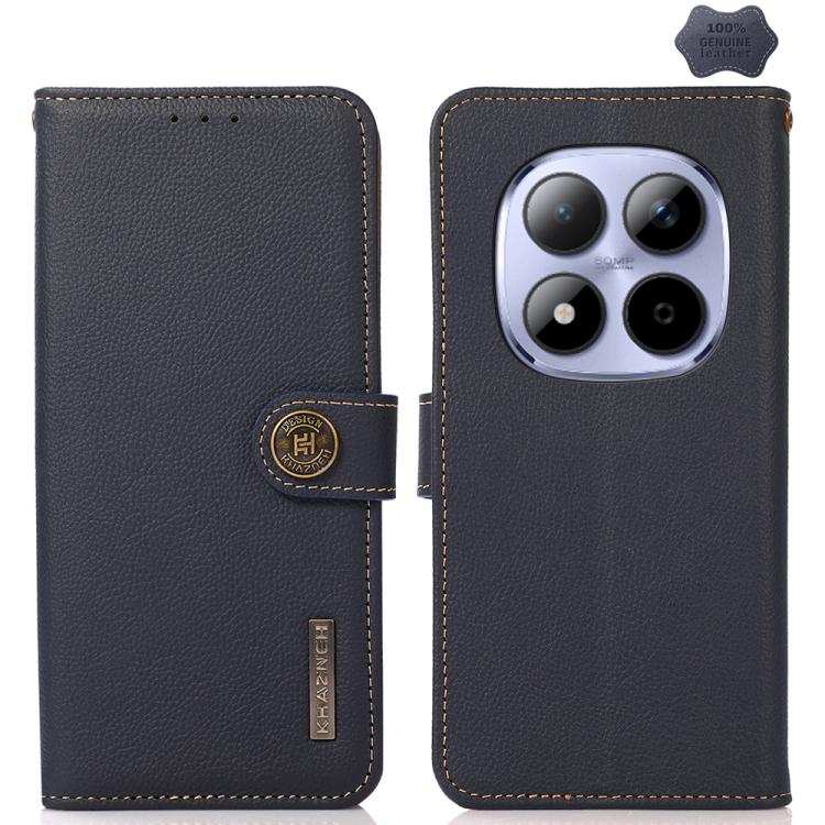 KHAZNEH Custer Texture RFID Genuine Leather Phone Case, For Redmi A7 Pro 171mm / Poco C85x 5G, For Redmi Turbo 5 Max / Poco X8 Pro Max, For Redmi Turbo 5 5G / Poco X8 Pro 5G, For Redmi Note 15 Pro+ 5G Global 163.3mm, For Redmi Note 15 5G Global 164mm  ...