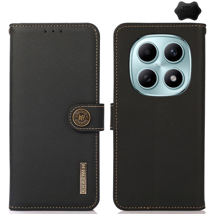 KHAZNEH Custer Texture RFID Genuine Leather Phone Case, For Redmi Note 17 4G Global 171mm, For Redmi A7 Pro 171mm / Poco C85x 5G, For Redmi Turbo 5 Max / Poco X8 Pro Max, For Redmi Turbo 5 5G / Poco X8 Pro 5G, For Redmi Note 15 Pro+ 5G Global 163.3mm  ...