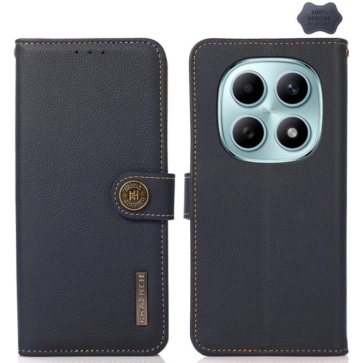 KHAZNEH Custer Texture RFID Genuine Leather Phone Case, For Redmi Note 17 4G Global 171mm, For Redmi A7 Pro 171mm / Poco C85x 5G, For Redmi Turbo 5 Max / Poco X8 Pro Max, For Redmi Turbo 5 5G / Poco X8 Pro 5G, For Redmi Note 15 Pro+ 5G Global 163.3mm  ...