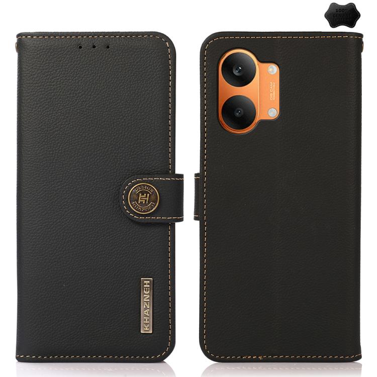 KHAZNEH Custer Texture RFID Genuine Leather Phone Case, For Redmi Note 17 4G Global 171mm, For Redmi A7 Pro 171mm / Poco C85x 5G, For Redmi Turbo 5 Max / Poco X8 Pro Max, For Redmi Turbo 5 5G / Poco X8 Pro 5G, For Redmi Note 15 Pro+ 5G Global 163.3mm  ...