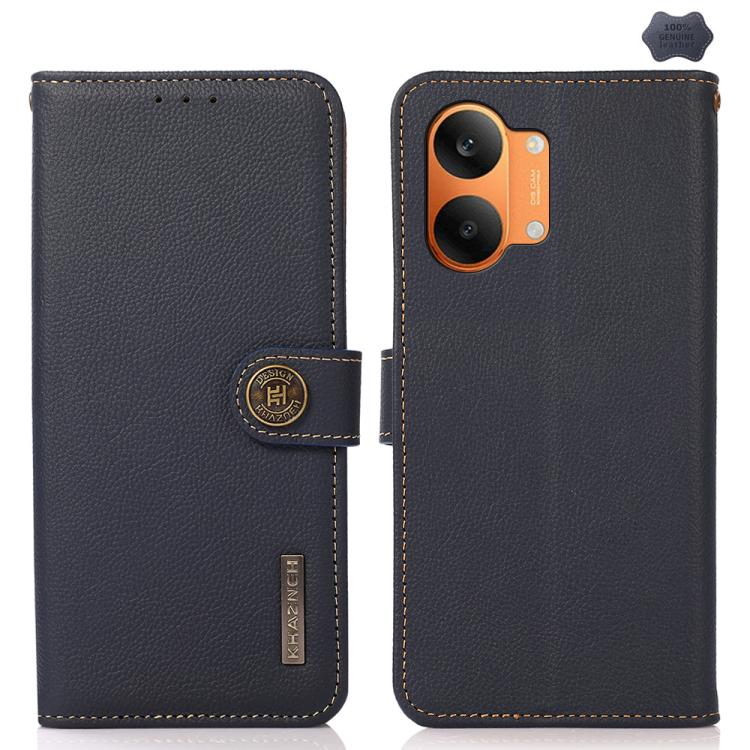 KHAZNEH Custer Texture RFID Genuine Leather Phone Case, For Redmi Note 17 4G Global 171mm, For Redmi A7 Pro 171mm / Poco C85x 5G, For Redmi Turbo 5 Max / Poco X8 Pro Max, For Redmi Turbo 5 5G / Poco X8 Pro 5G, For Redmi Note 15 Pro+ 5G Global 163.3mm  ...