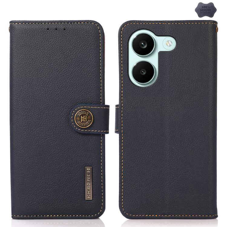 KHAZNEH Custer Texture RFID Genuine Leather Phone Case, For Redmi Note 17 4G Global 171mm, For Redmi A7 Pro 171mm / Poco C85x 5G, For Redmi Turbo 5 Max / Poco X8 Pro Max, For Redmi Turbo 5 5G / Poco X8 Pro 5G, For Redmi Note 15 Pro+ 5G Global 163.3mm  ...