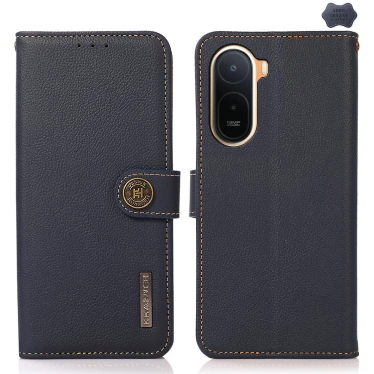 KHAZNEH Custer Texture RFID Genuine Leather Phone Case, For Redmi Note 17 4G Global 171mm, For Redmi A7 Pro 171mm / Poco C85x 5G, For Redmi Turbo 5 Max / Poco X8 Pro Max, For Redmi Turbo 5 5G / Poco X8 Pro 5G, For Redmi Note 15 Pro+ 5G Global 163.3mm  ...