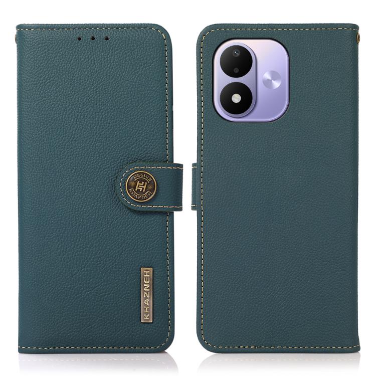 KHAZNEH Custer Texture RFID Genuine Leather Phone Case, For Redmi Note 17 4G Global 171mm, For Redmi A7 Pro 171mm / Poco C85x 5G, For Redmi Turbo 5 Max / Poco X8 Pro Max, For Redmi Turbo 5 5G / Poco X8 Pro 5G, For Redmi Note 15 Pro+ 5G Global 163.3mm  ...