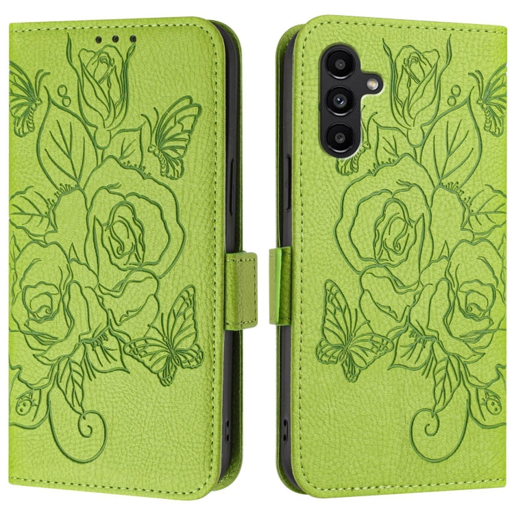 Embossed Rose RFID Anti-theft Leather Phone Case, For Samsung Galaxy A04s / A04 4G / M13 5G, For Samsung Galaxy A22 5G / A22s 5G / F42, For Samsung Galaxy A53 5G, For Samsung Galaxy A73 5G, For Samsung Galaxy A33, For Samsung Galaxy A03 164mm          ...