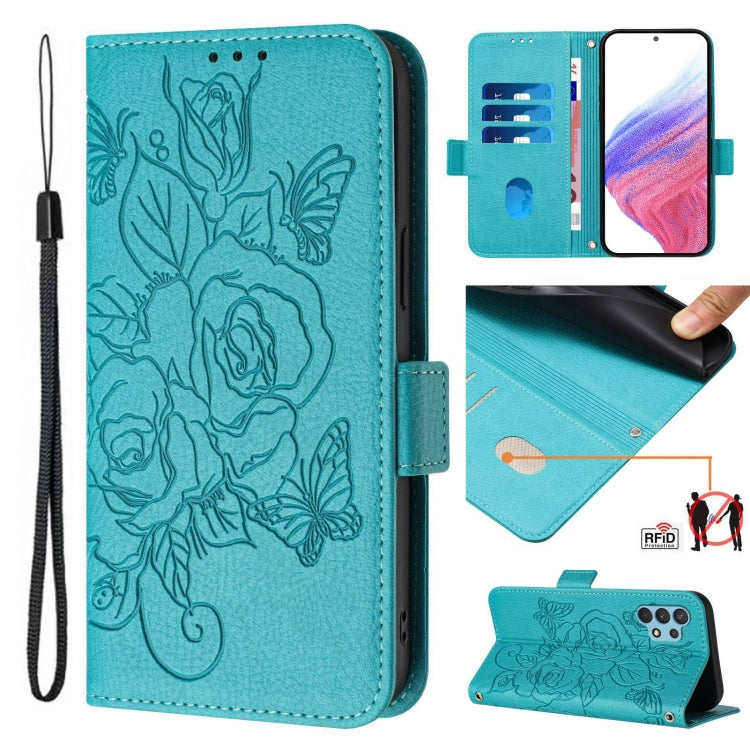 Embossed Rose RFID Anti-theft Leather Phone Case, For Samsung Galaxy A52 5G / 4G / A52s 5G, For Samsung Galaxy A03s 164mm, For Samsung Galaxy A03s 166mm, For Samsung Galaxy A03s 165.8mm, For Samsung Galaxy A41, For Samsung Galaxy A22 4G                ...