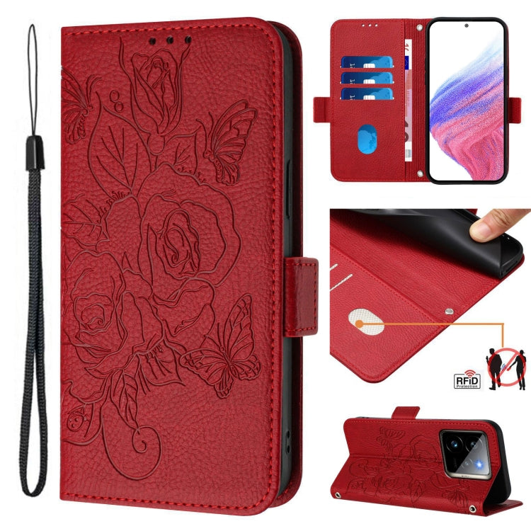 Embossed Rose RFID Anti-theft Leather Phone Case, For Realme 14x Global / V70 5G / C75 5G, For Realme Narzo 80 Pro / 14 Pro 5G India, For Realme 14 5G / 14T 5G Global, For Realme P3 Ultra 5G, For Realme P3 5G, For Realme 14 Pro+ 5G, For Realme 14 Pro 5...