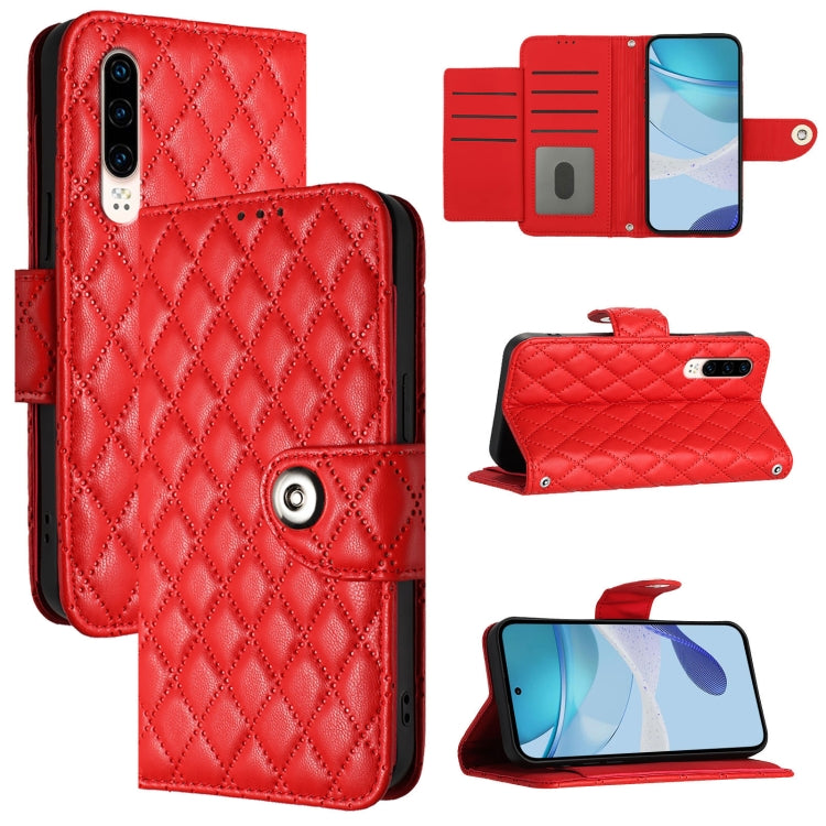 Rhombic Texture Flip Leather Phone Case with Lanyard, For Huawei P30 lite / nova 4e, For Huawei P30 Pro, For Huawei P30