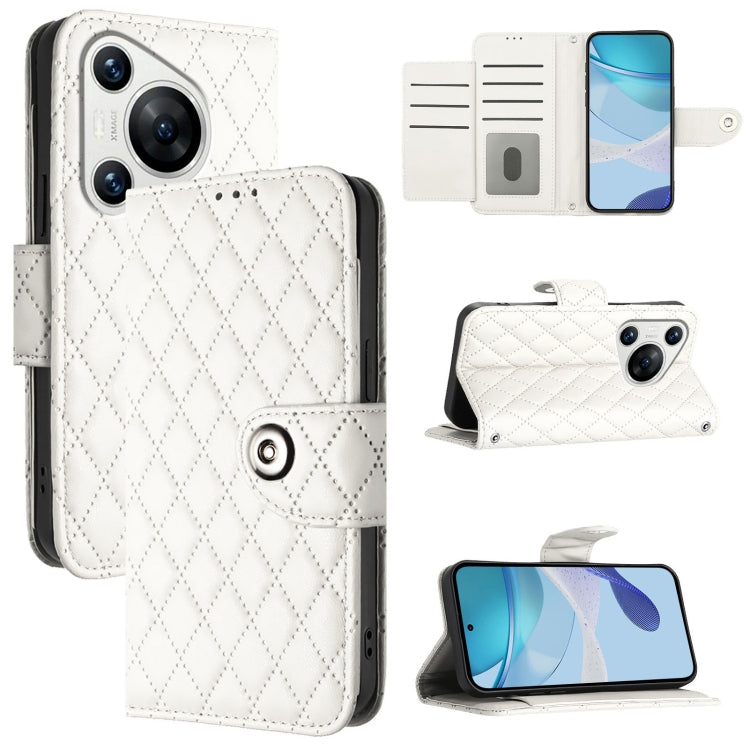 Rhombic Texture Flip Leather Phone Case with Lanyard, For Huawei nova 14 5G, For Huawei nova 13 Pro, For Huawei nova 13 / nova 12, For Huawei nova 12i, For Huawei nova 12s, For Huawei Pura 70 Pro, For Huawei Pura 70, For Huawei Mate 60 Pro / 60 Pro+