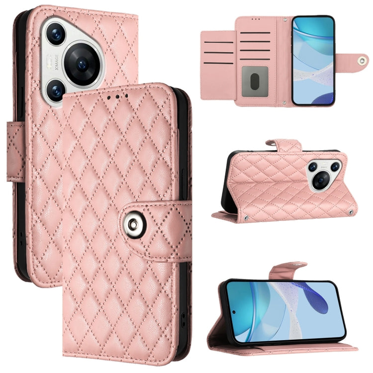 Rhombic Texture Flip Leather Phone Case with Lanyard, For Huawei nova 14 5G, For Huawei nova 13 Pro, For Huawei nova 13 / nova 12, For Huawei nova 12i, For Huawei nova 12s, For Huawei Pura 70 Pro, For Huawei Pura 70, For Huawei Mate 60 Pro / 60 Pro+